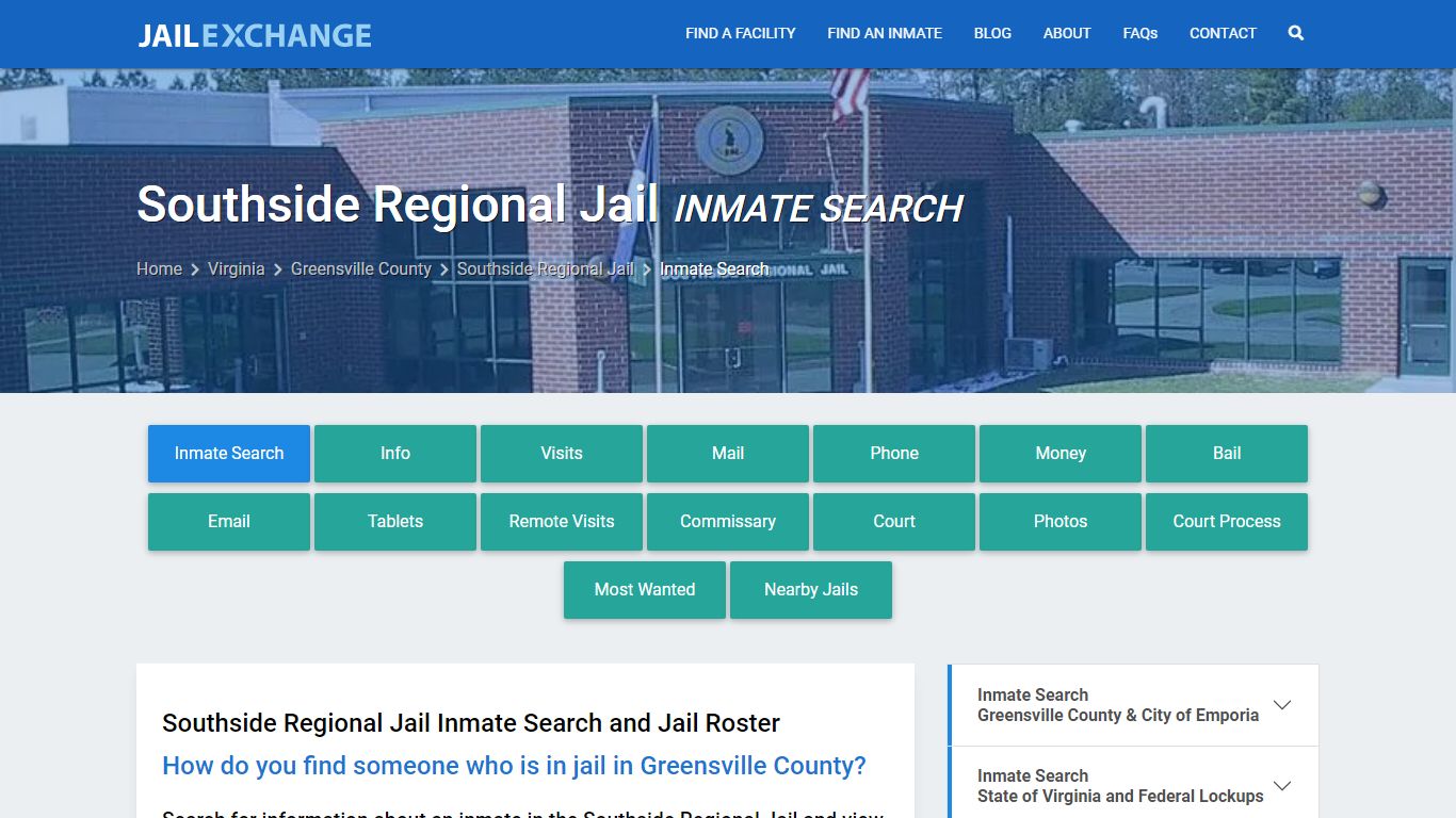 Southside Regional Jail Inmate Search - Jail Exchange