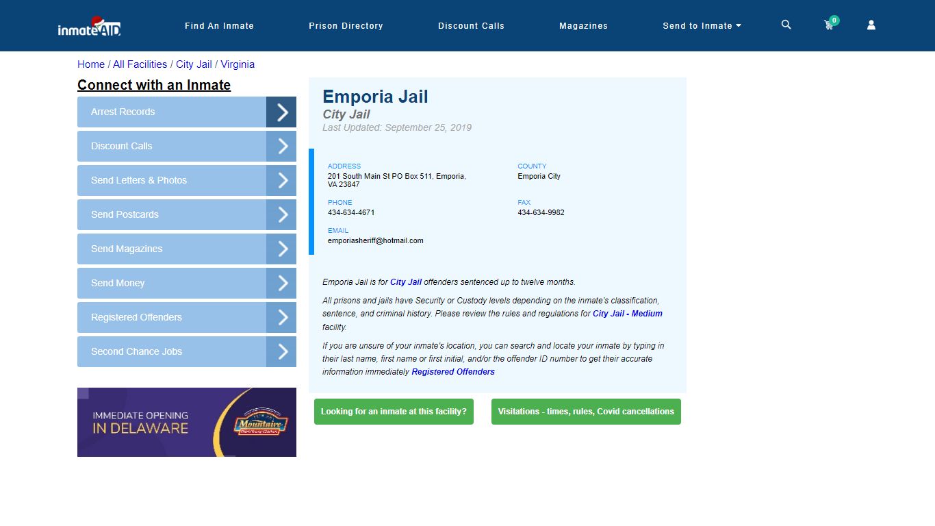 Emporia Jail | Inmate Locator