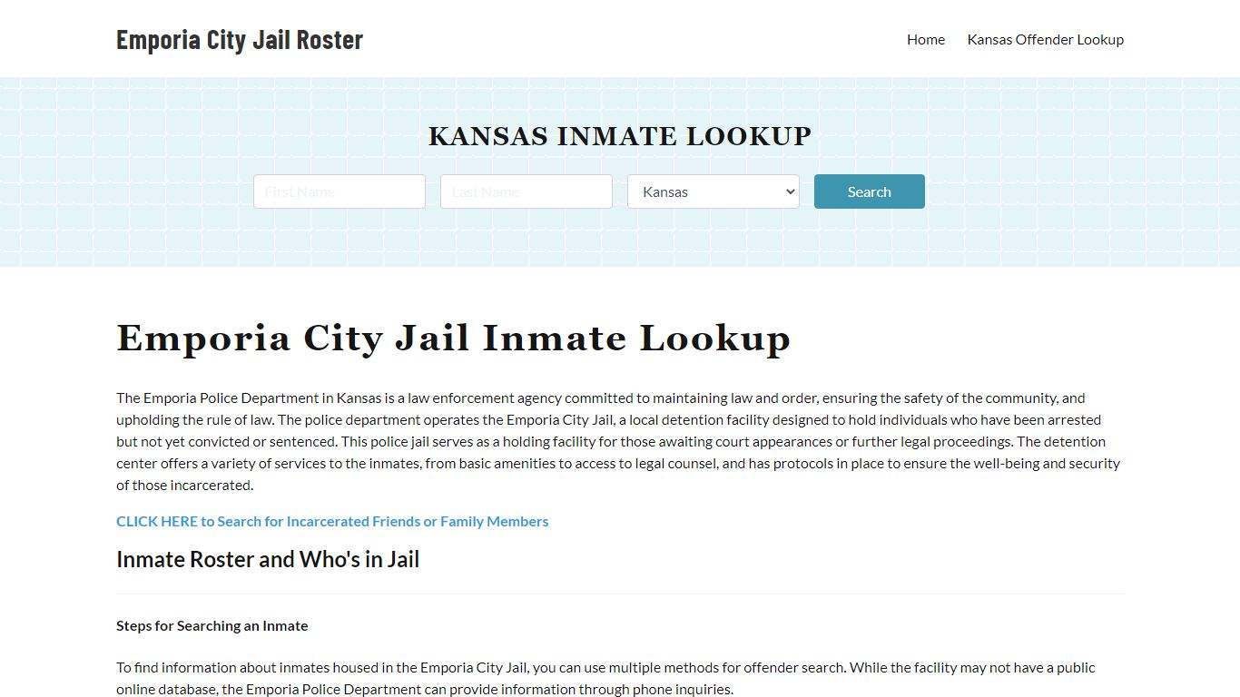 Emporia Police Department & City Jail, KS Inmate Roster, Arrests, Mugshots