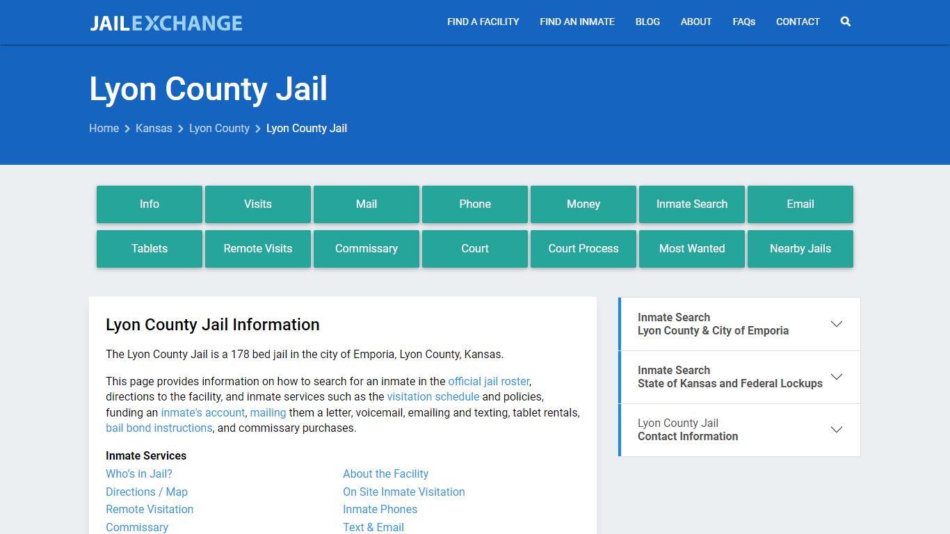 Lyon County Jail, KS Inmate Search, Information